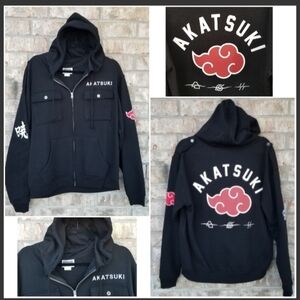 Authentic BLACK Naruto Shippuden AKATSUKI Cloud Hoodie Anime ZIP JACKET (Size M)